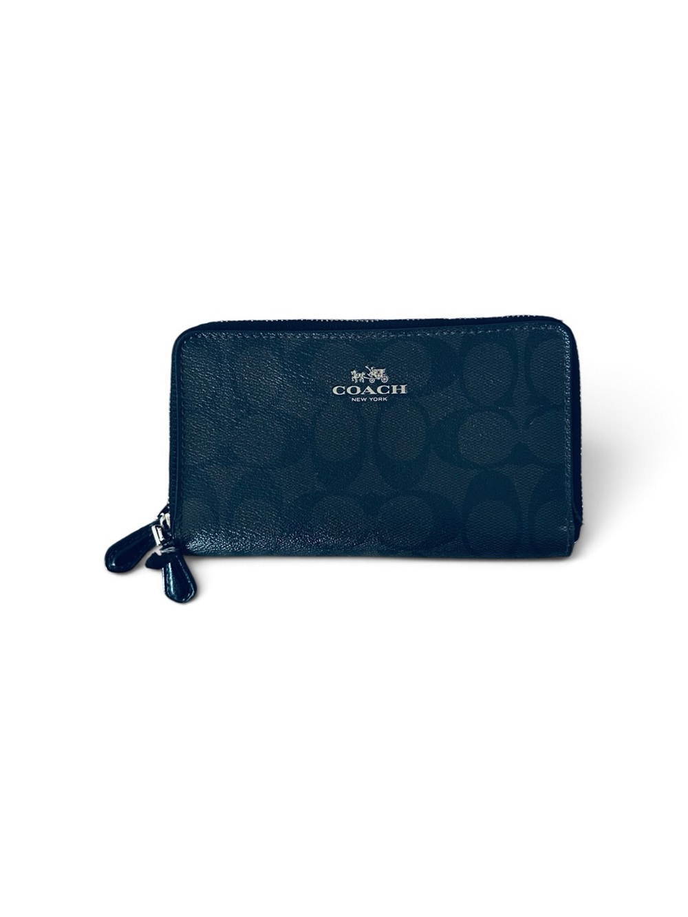 Coach Signature Zip Around Wallet with Logo